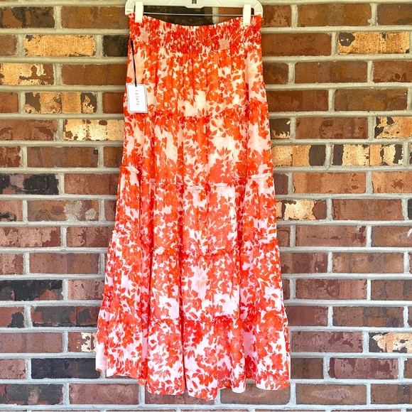 1. State Dresses & Skirts - 1. State New Floral Orange and White Maxi Skirt Size Medium